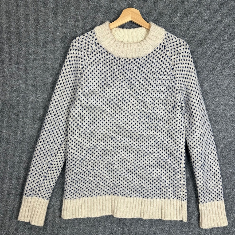 Duluth Trading Co birds eye Sweater Womens M Blue Excellent Wool Alpaca Knit